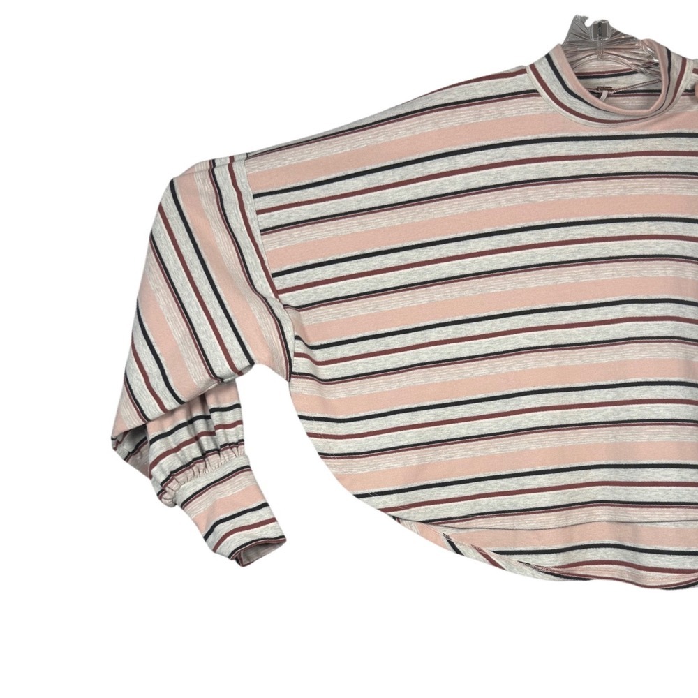 FREE PEOPLE Women's Steph Stripe Mock Neck Shirt Neutral Combo Size Medium - Picture 6 of 7